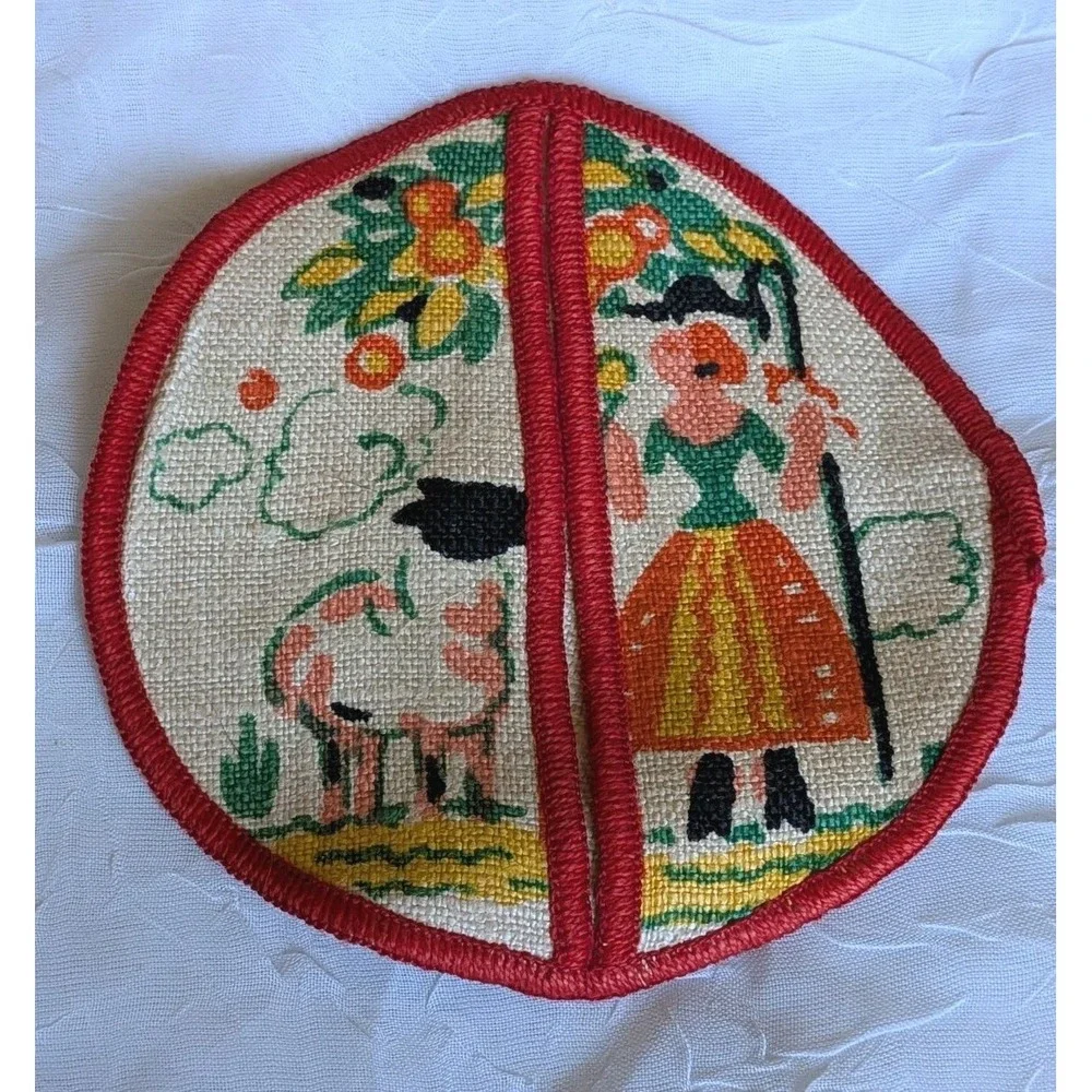 4 Tony Sarg Print Linens Coasters Wine Pocket Cow Lamb Deer Boat Hunter Set Vtg